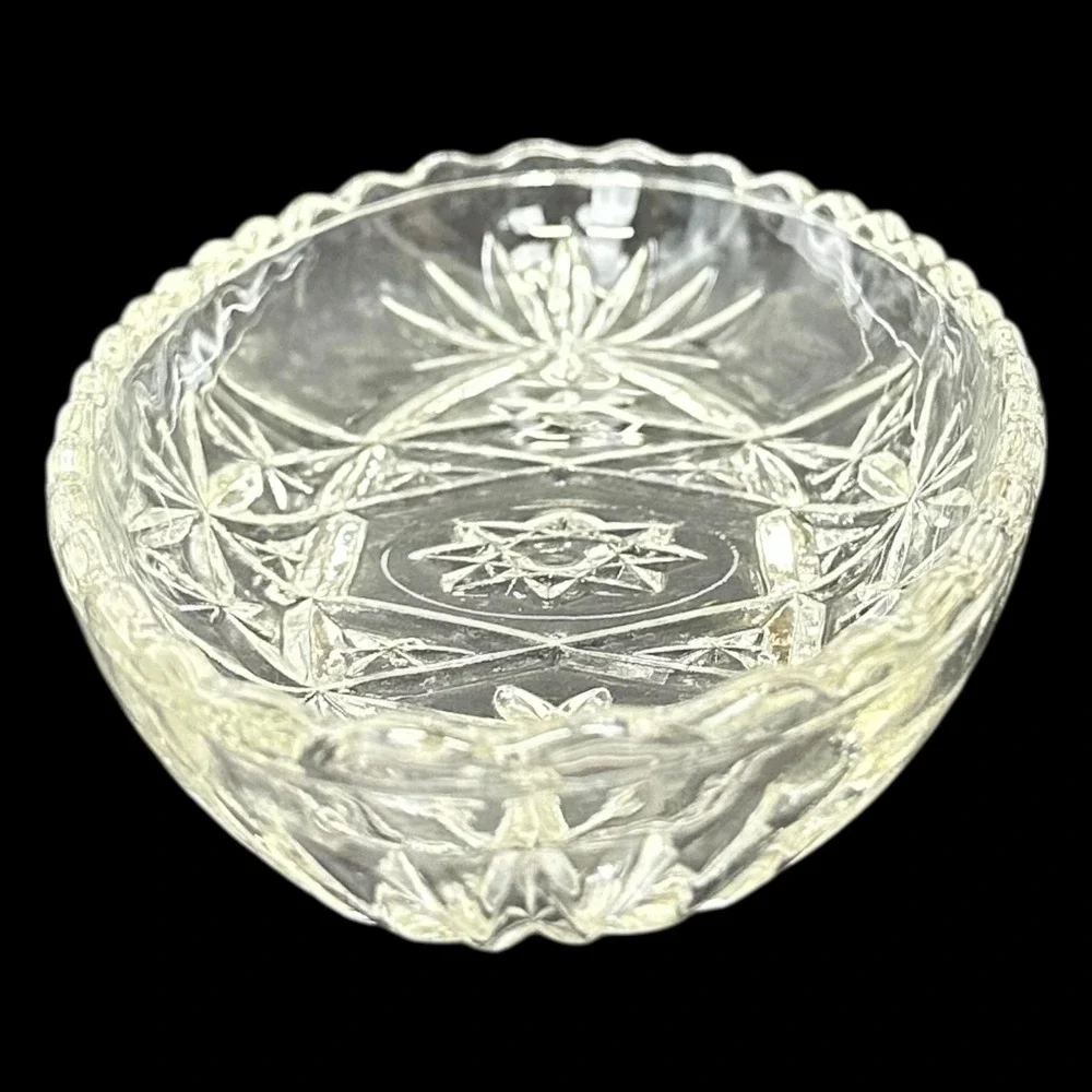 Vintage Anchor Hocking EAPC Star Of David Oval Relish Dish Pressed Glass Serving